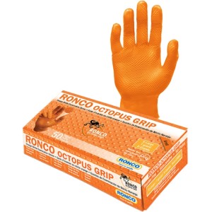 Ronco Octopus Grip 6mil Nitrile Orange Examination Glove Powder Free X-Large 50x10